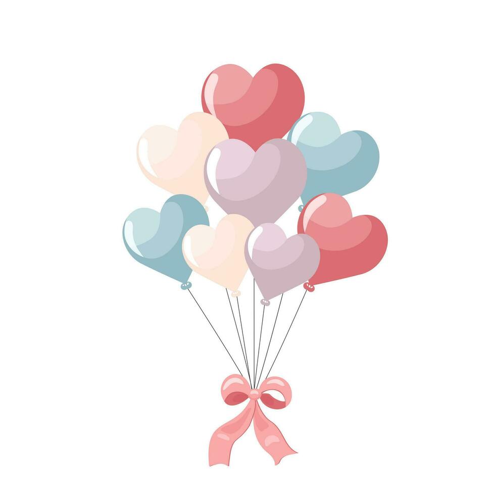 süß Vektor Liebe Aufkleber. Valentinsgrüße Tag Luftballons. romantisch Vektor Symbol im Pastell- Farben