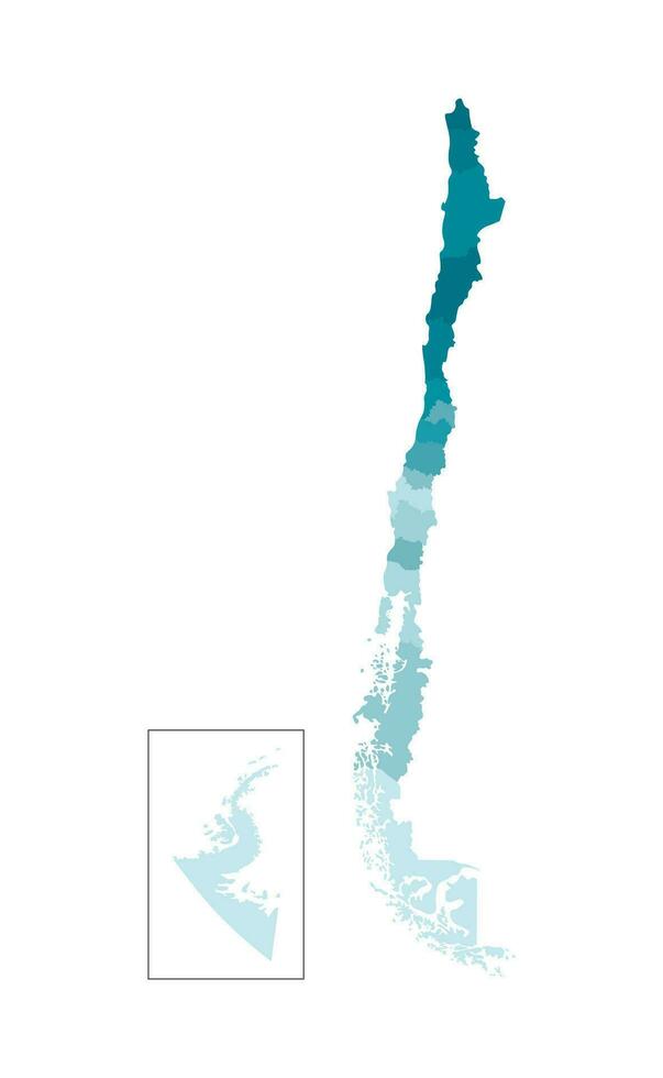 Vektor isoliert Illustration von vereinfacht administrative Karte von Chile. Grenzen von das Regionen. bunt Blau khaki Silhouetten