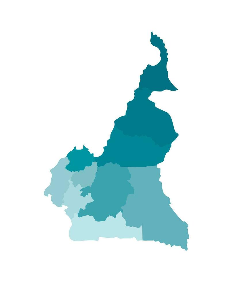 Vektor isoliert Illustration von vereinfacht administrative Karte von Kamerun. Grenzen von das Regionen. bunt Blau khaki Silhouetten