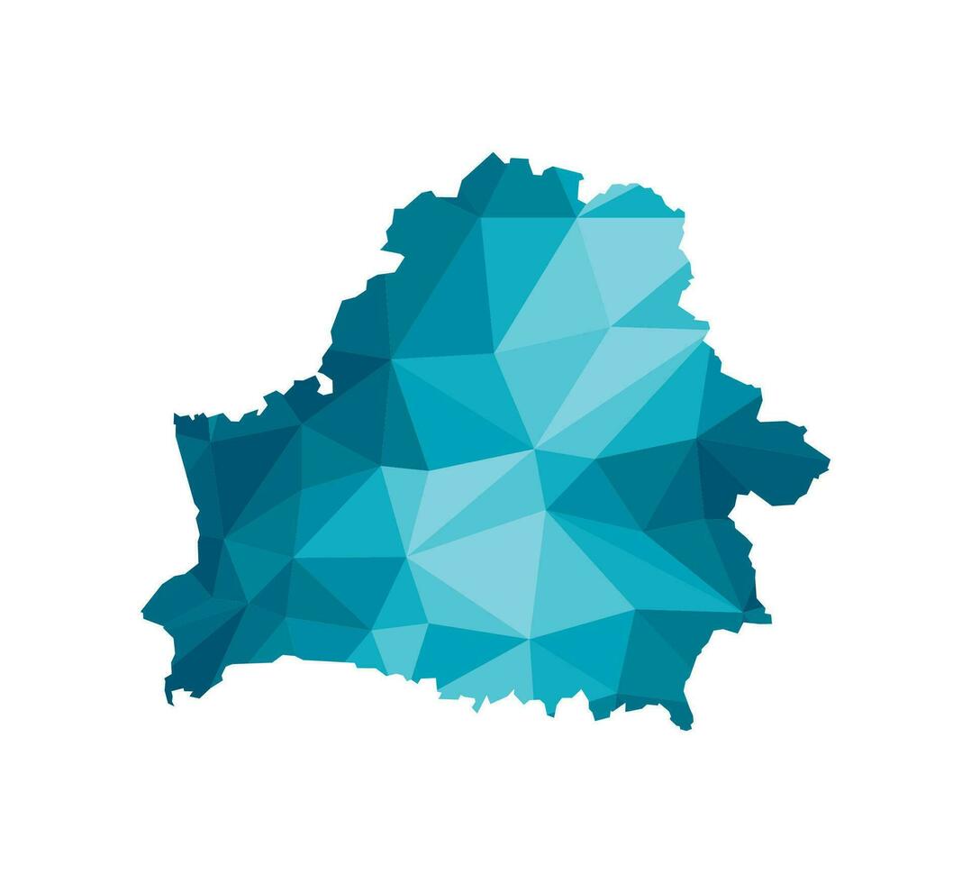 Vektor isoliert Illustration Symbol mit vereinfacht Blau Silhouette von Republik von Weißrussland Karte. polygonal geometrisch Stil, dreieckig Formen. Weiß Hintergrund.