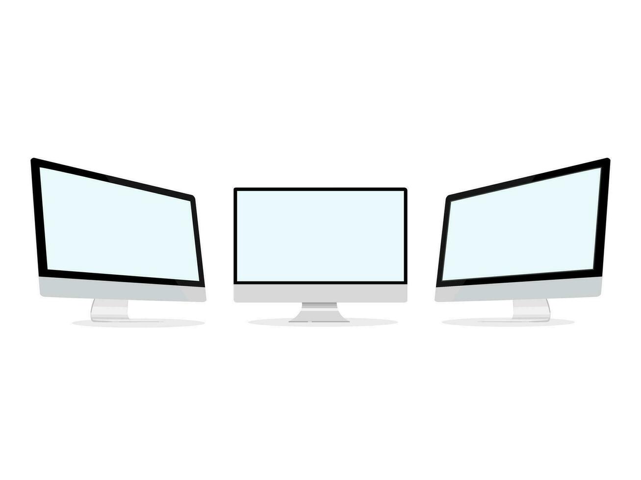 Vektor drei Computer Monitor mit Weiß Anzeige auf Weiß Hintergrund