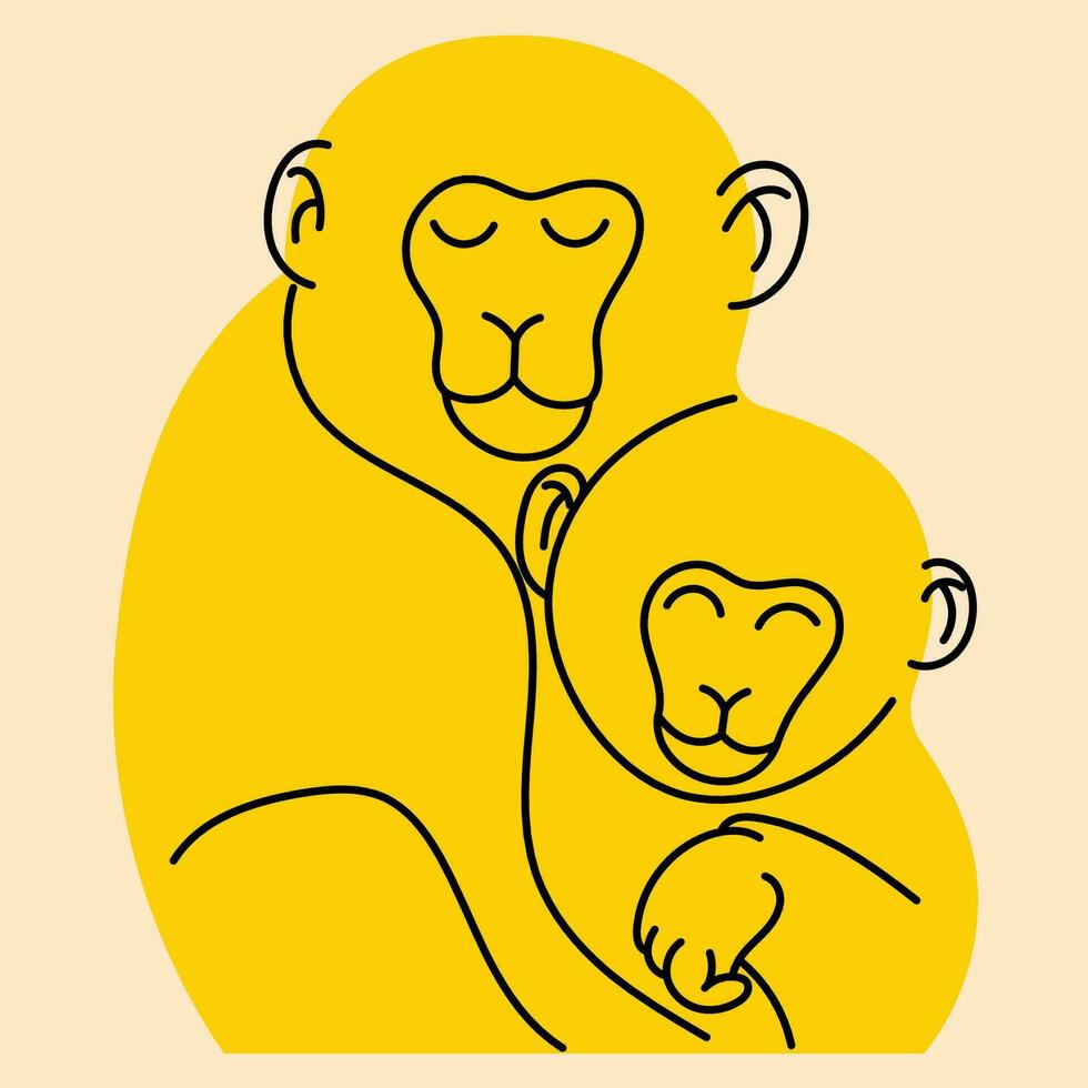 zwei Affen umarmen. Vektor Illustration im eben Karikatur Stil