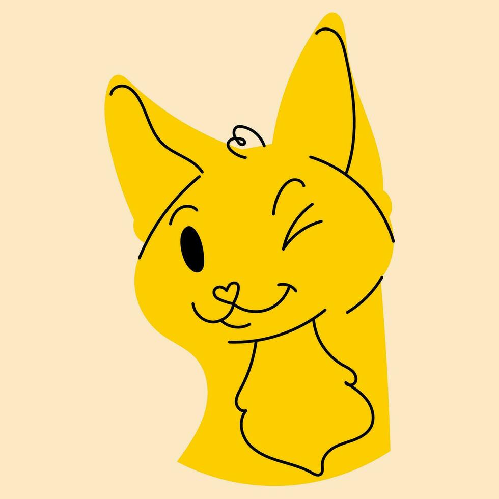 Gelb, schick Katze. Vektor Illustration im eben Karikatur Stil