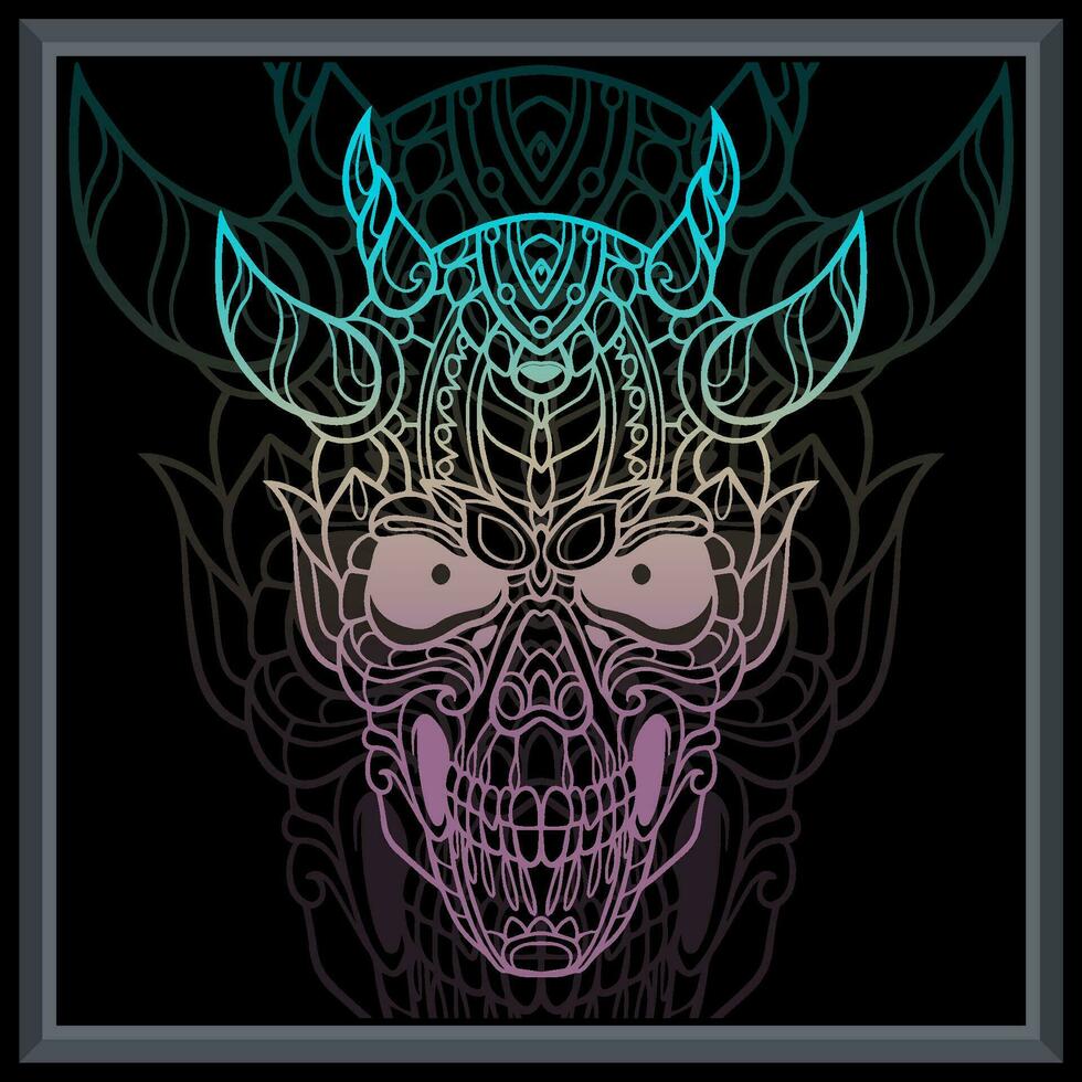 lutning färgrik skalle huvud mandala konst. vektor