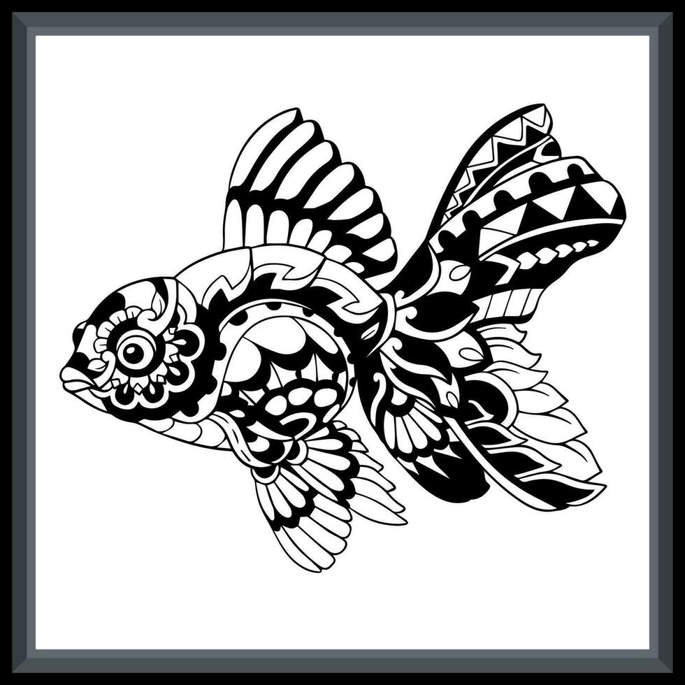 guldfisk stam- tatuering mandala konst. vektor