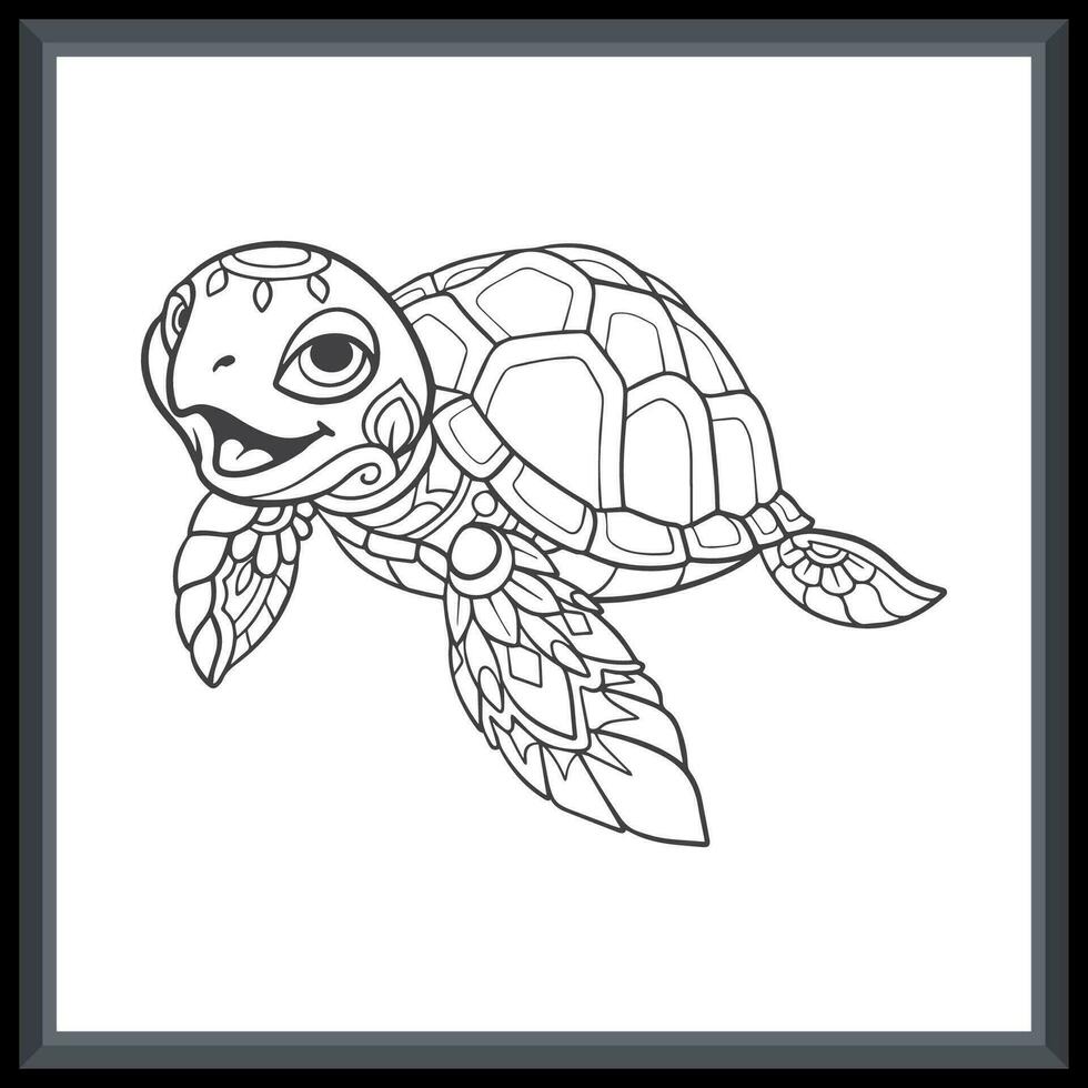 süß Meer Schildkröte Mandala Künste. isoliert auf Weiß Hintergrund vektor