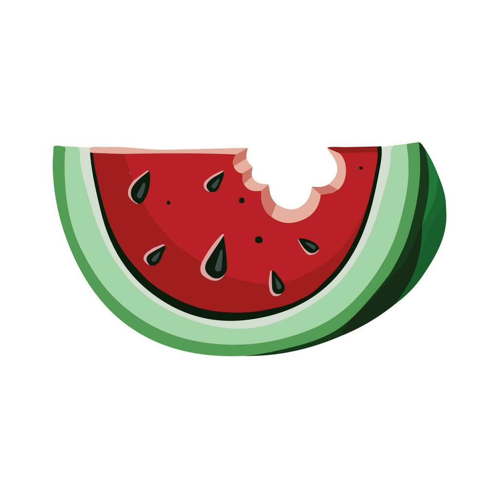 Wassermelone Teil gebissen aus, Hand gezeichnet, mit transparent Hintergrund, Illustration 10 eps vektor