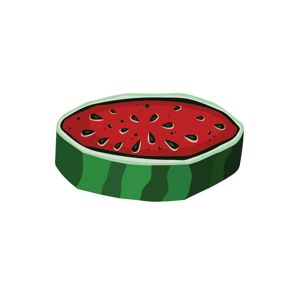 vattenmelon grön randig och dess dela med sig, hand ritade, med transparent bakgrund eps10 vektor