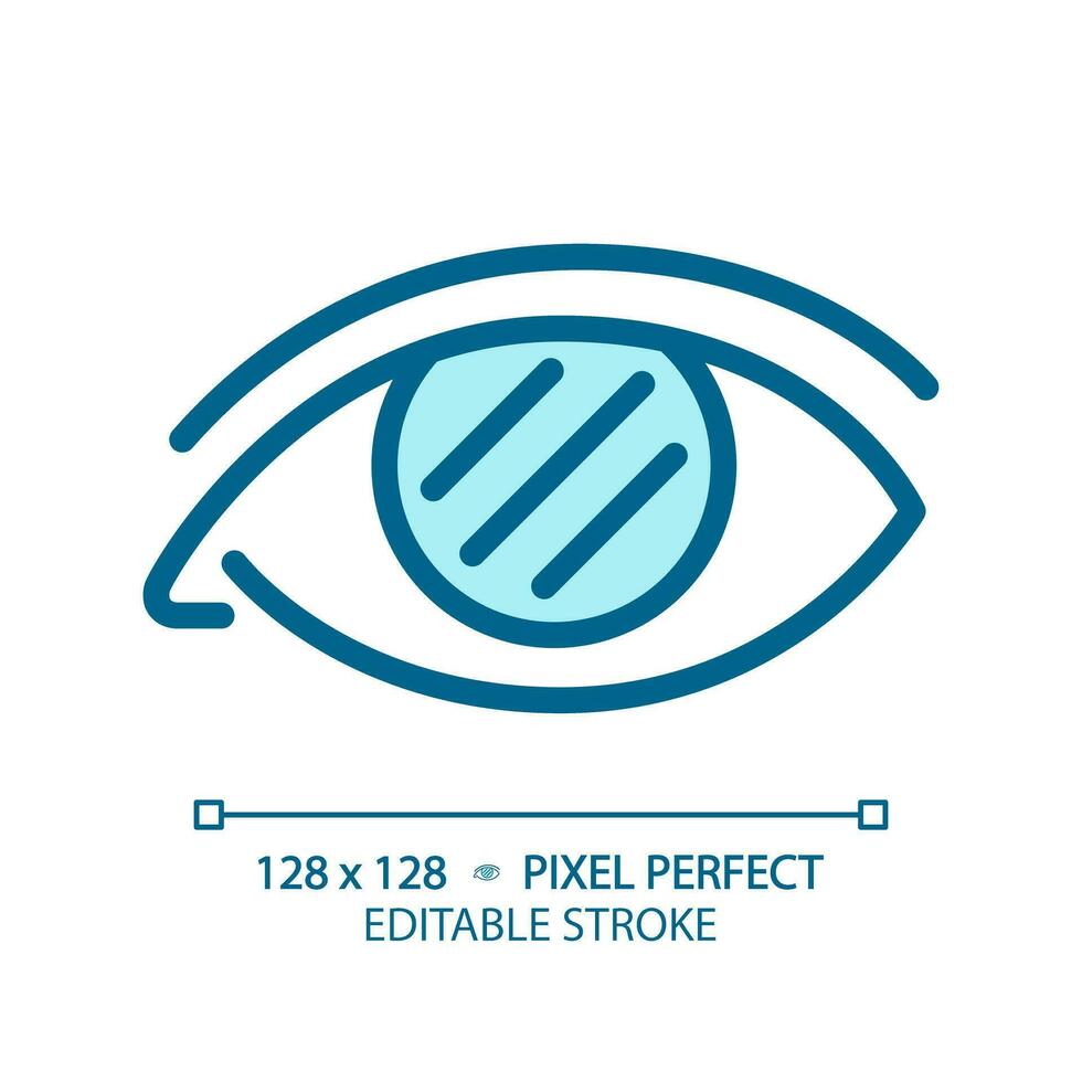 2d pixel perfekt redigerbar blå Färg blindhet ikon, isolerat enfärgad vektor, tunn linje illustration representerar öga vård. vektor