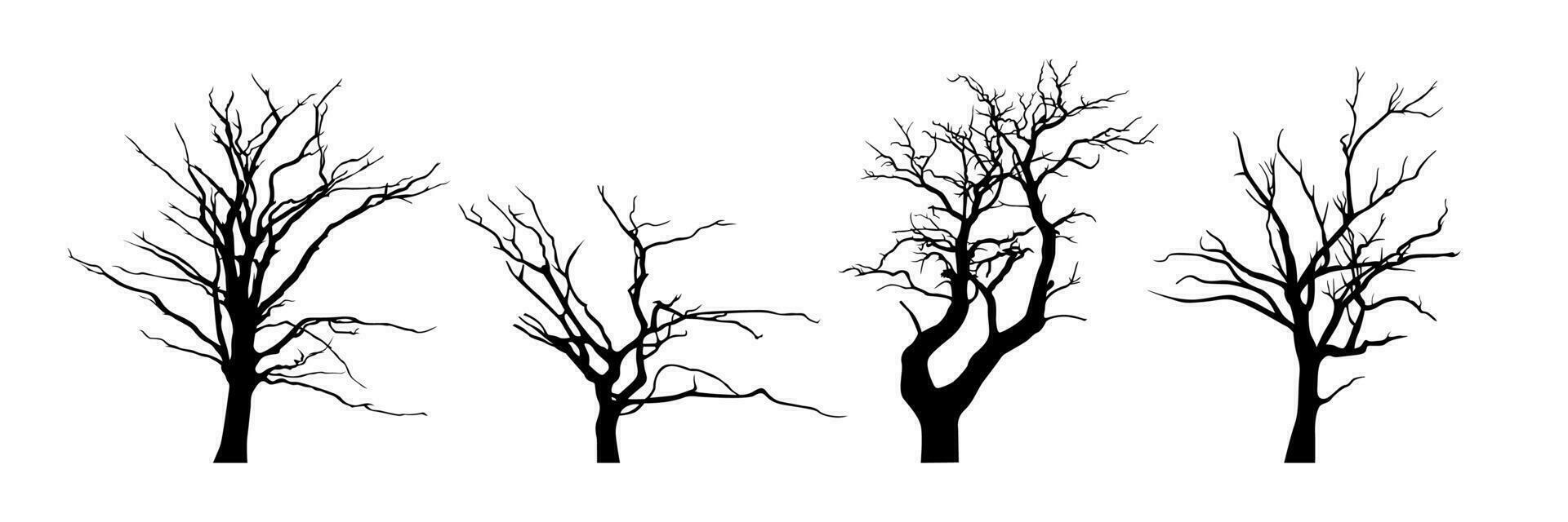olika död- träd silhuett samling vektor
