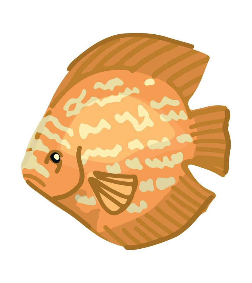 exotisch Fisch Clip Art. Single Gekritzel von unter Wasser tropisch Fauna isoliert auf Weiß. farbig Vektor Illustration im Karikatur Stil.