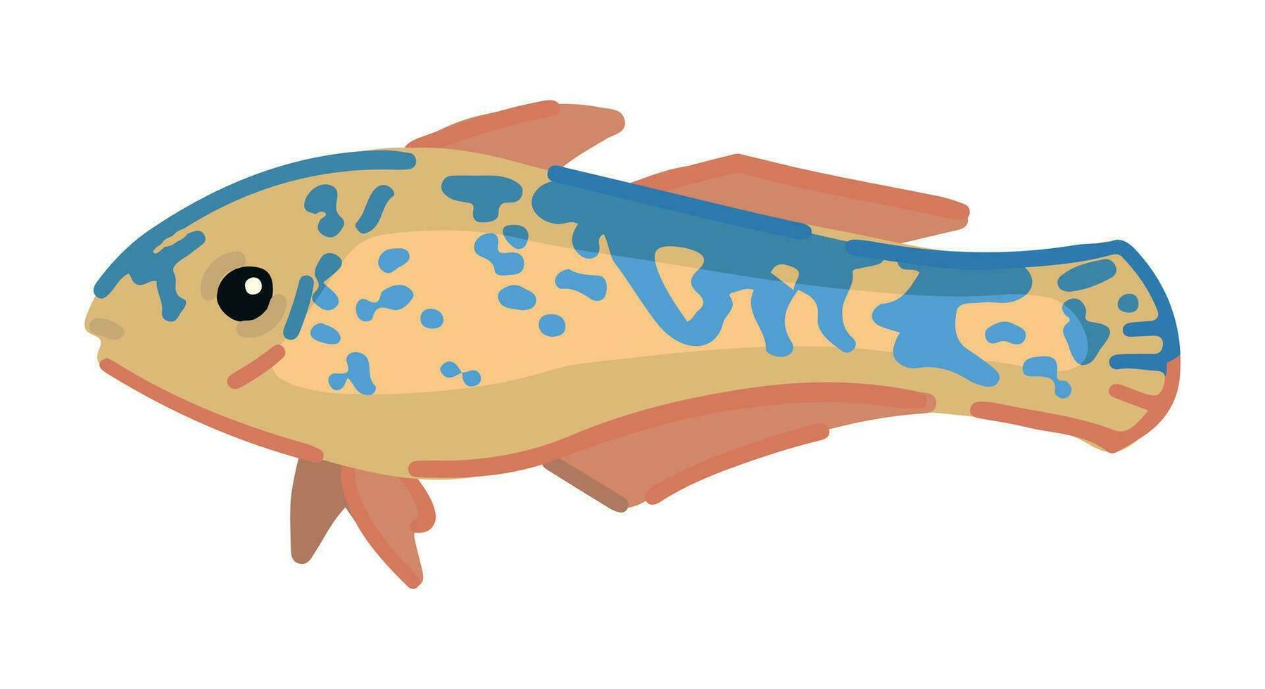 exotisch Fisch Clip Art. Single Gekritzel von unter Wasser tropisch Fauna isoliert auf Weiß. farbig Vektor Illustration im Karikatur Stil.