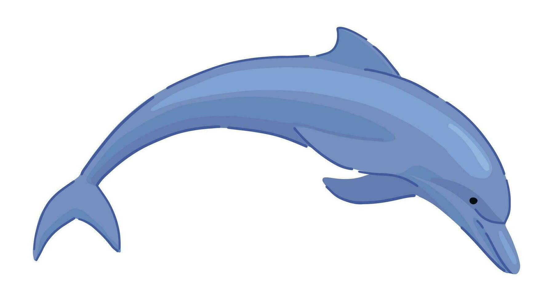 Delfin Clip Art. Single Gekritzel von unter Wasser wild Tier isoliert auf Weiß. farbig Vektor Illustration im Karikatur Stil.