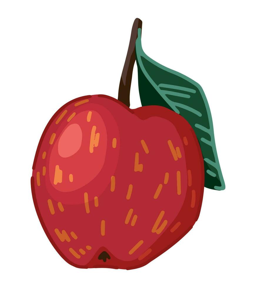 äpple frukt ClipArt. mogen träd frukt klotter isolerat på vit. färgad vektor illustration i tecknad serie stil.