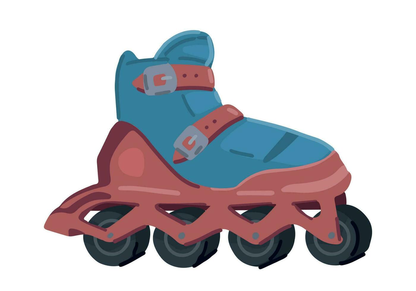 Walze Rollschuhe Clip Art. Sommer- Freizeit Aktivitäten Sport Gekritzel isoliert auf Weiß. farbig Vektor Illustration im Karikatur Stil.