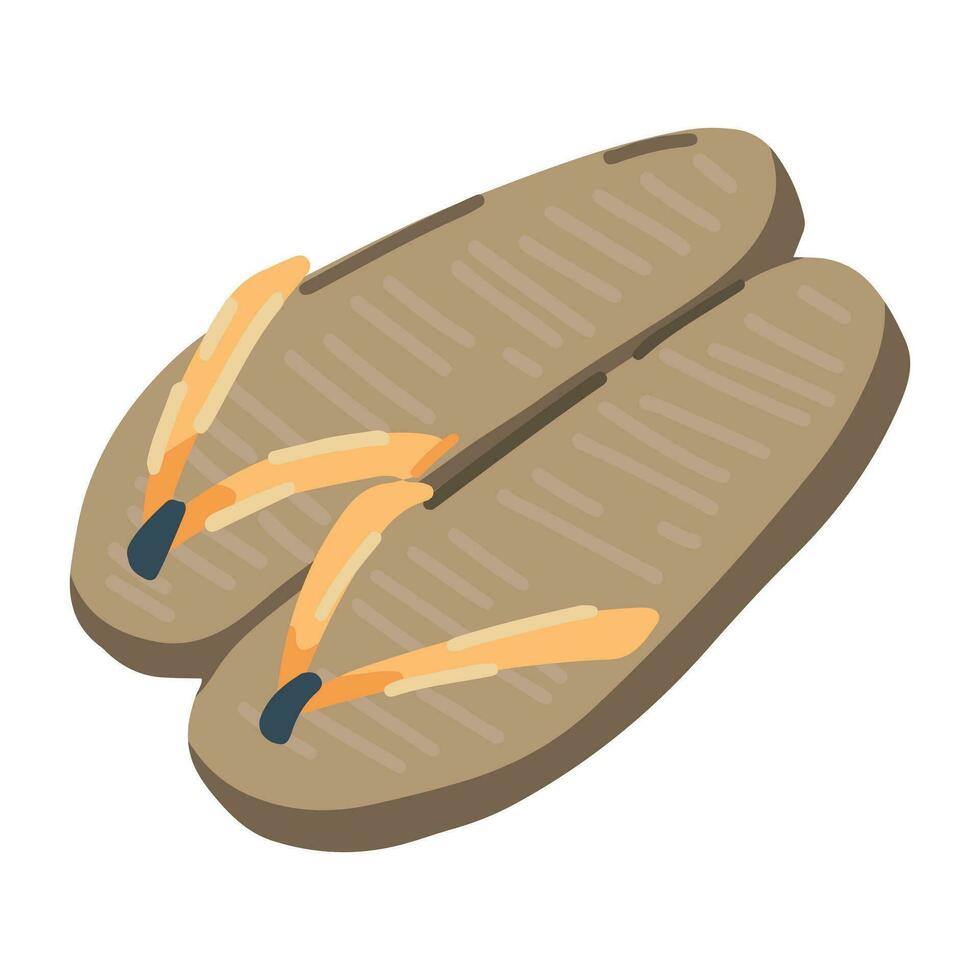 Flip Flops Karikatur Clip Art. Sommer- Schuhe, Strand Zubehörteil Gekritzel isoliert auf Weiß. Vektor Illustration im modern Stil.