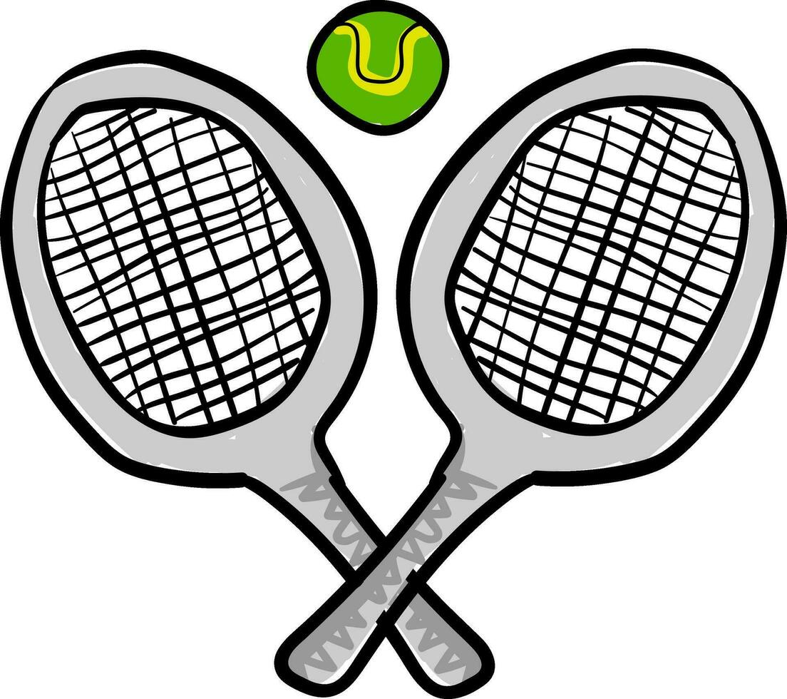 ClipArt av två tennis racketar med en grönfärgad bollbord tennis ping pong uppsättning - fladdermöss och bollar uppsättning vektor eller Färg illustration