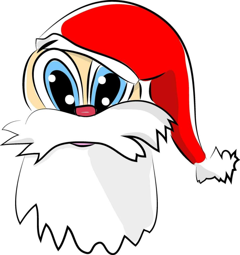 Santa claus Illustration mit ein lange rot Deckel und ein Weiß Bart Vektor Farbe Zeichnung oder Illustration