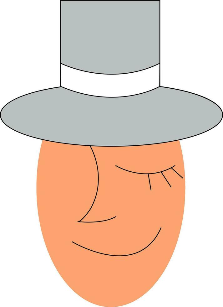 en ansikte med grå topp hatt vektor eller Färg illustration