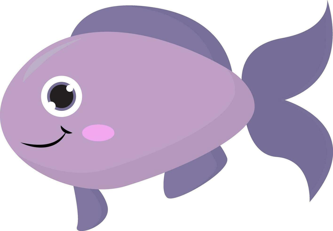 Emoji von das lächelnd Fisch-Cartoon lila Fisch, Vektor oder Farbe Illustration