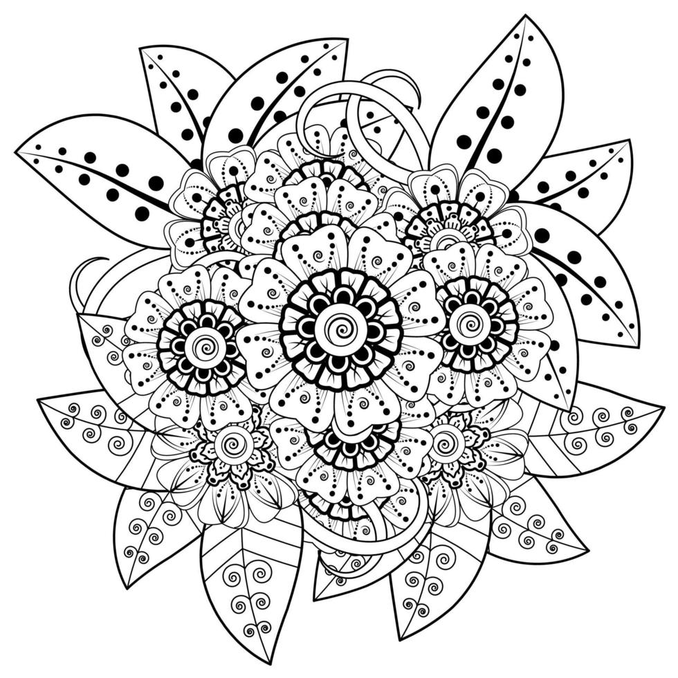 Mehndi Blume dekorative Ornament im ethnischen orientalischen Stil, Doodle Ornament, Umriss Hand zeichnen. Malbuchseite. vektor