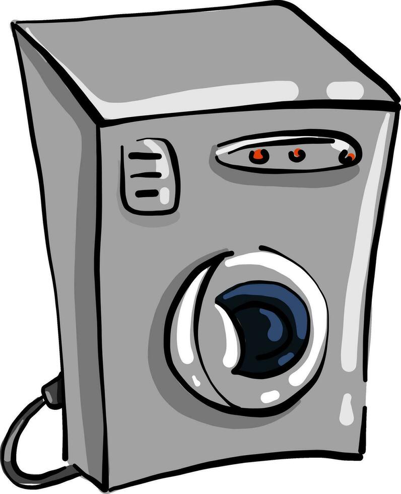 grå tvättning maskin, illustration, vektor på vit bakgrund