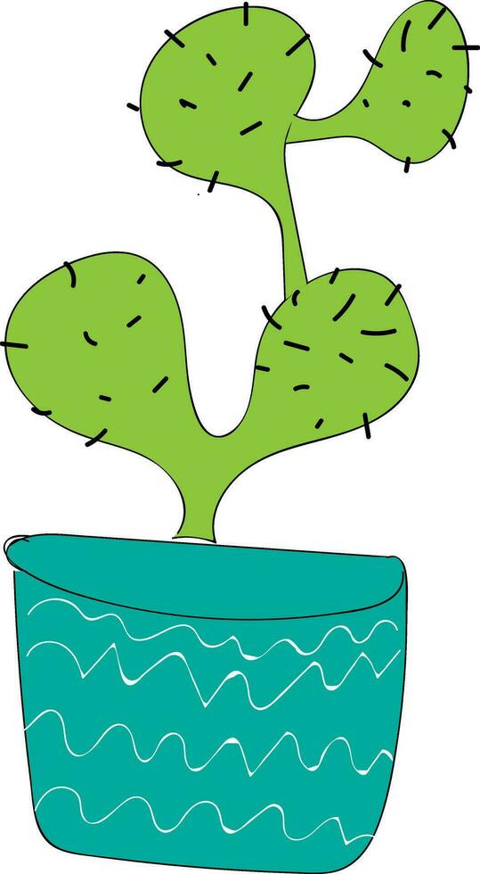 einfach Kaktus im Blau Vase Vektor Illustration auf Weiß Hintergrund.