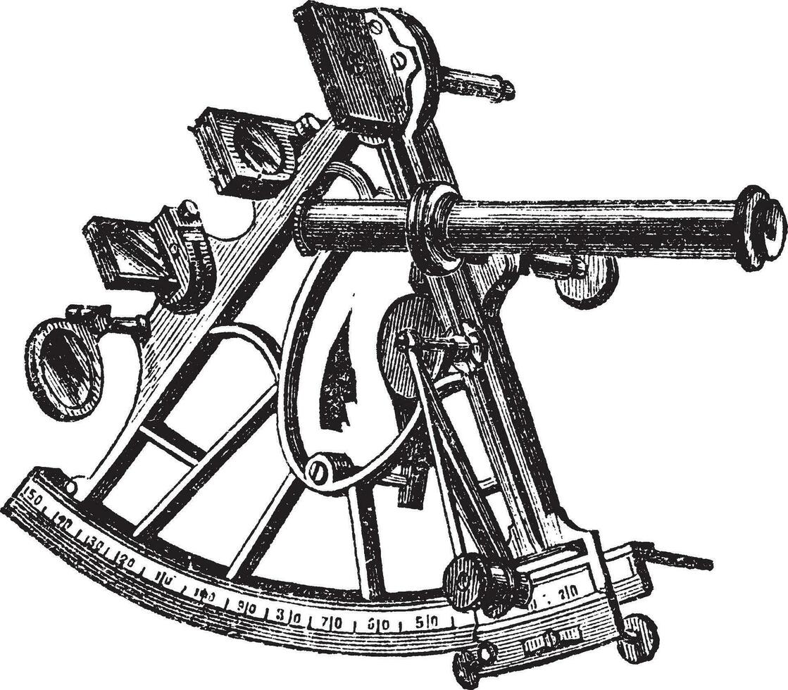 sextant årgång gravyr vektor