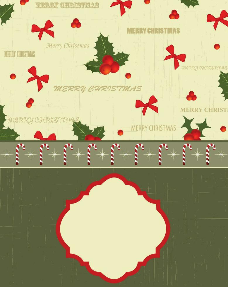 årgång jul kort med utsmyckad elegant retro abstrakt blommig design vektor