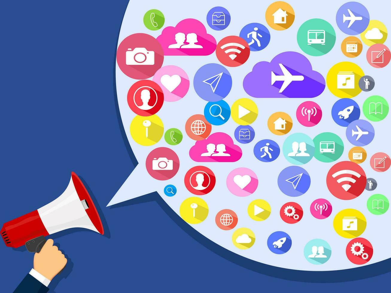 Kommunikation.sozial media.international Sozial Vernetzung und Medien teilen.sozial Medien Marketing Strategien vektor