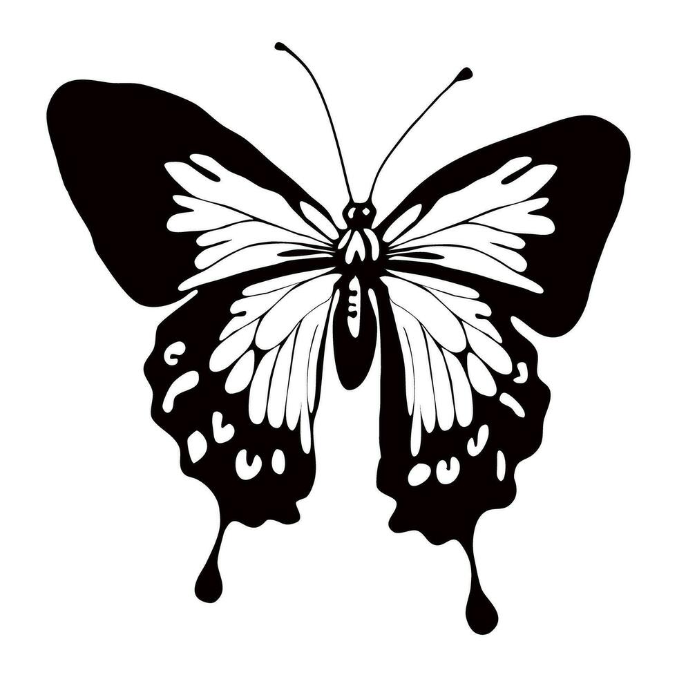 schön glänzend schwarz Schmetterling Symbol isoliert auf ein transpant Hintergrund vektor