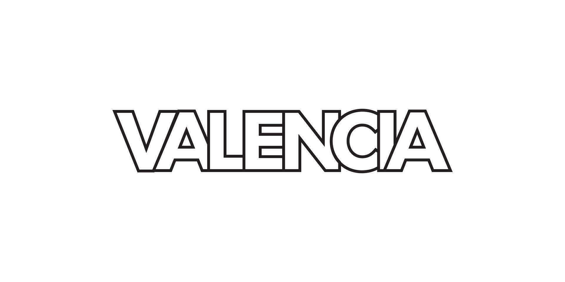 valencia i de Spanien emblem. de design funktioner en geometrisk stil, vektor illustration med djärv typografi i en modern font. de grafisk slogan text.