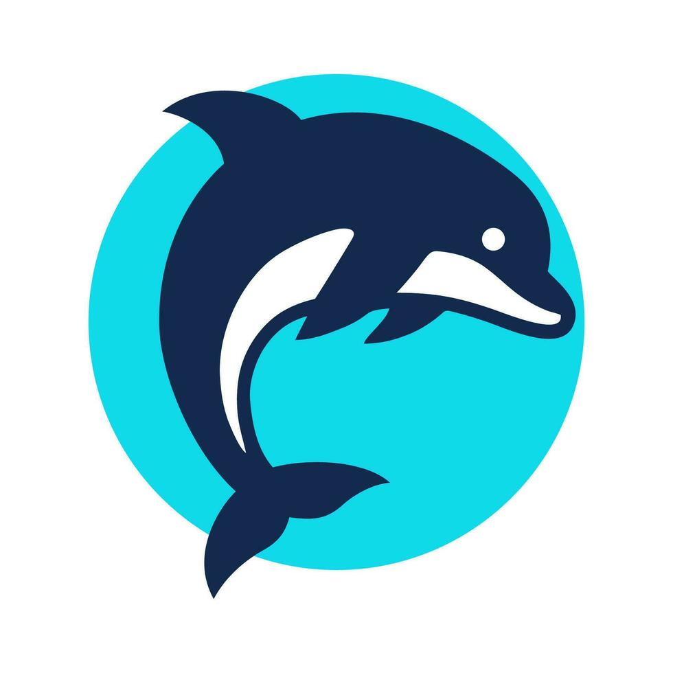 Delfin Blau Symbol. Wasser- Meer Säugetier, Marine Tier. Vektor Illustration