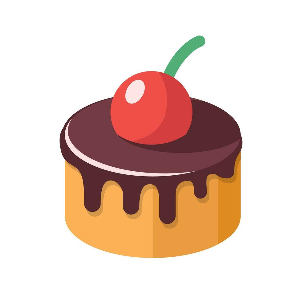 kaka efterrätt, ljuv mat. enkel utsökt symbol. ljuv födelsedag kaka, bageri muffin isolerat på vit. vektor illustration