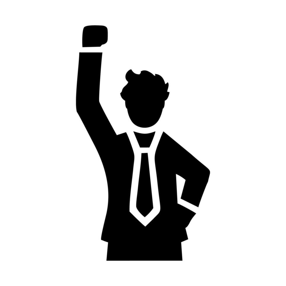 glücklich Geschäftsmann mit Arm oben feiern Symbol. Vektor Illustration