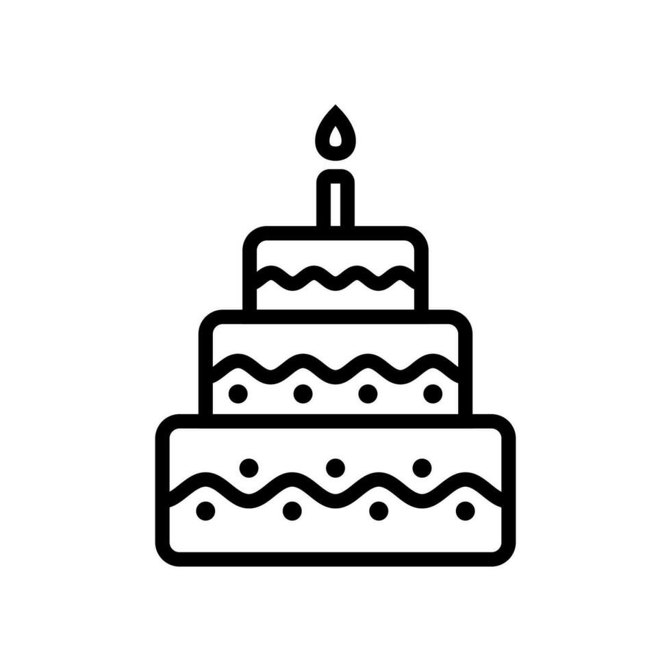 söt födelsedag kaka linje ikon med ljus. traditionell festlig efterrätt för en fest eller firande. ljuv efterrätt mat. vektor illustration