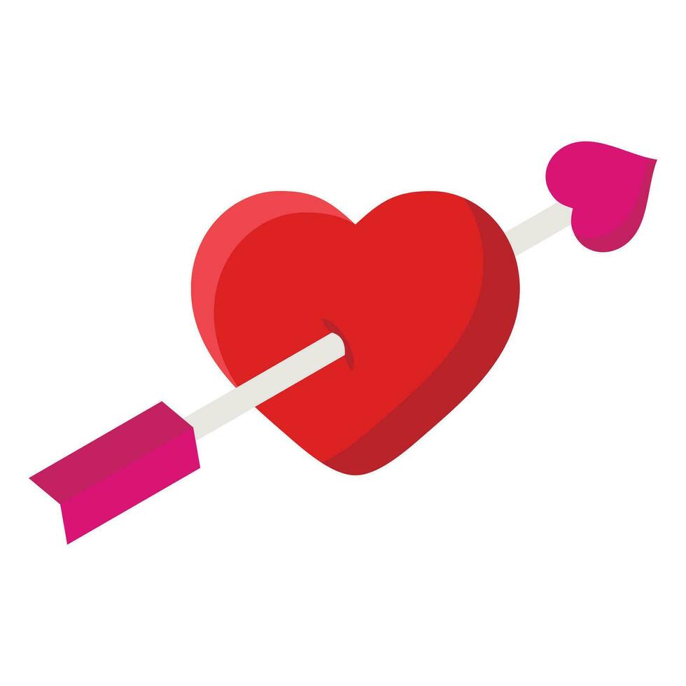 hjärta med pil platt ikon isolerat på vit bakgrund. amour symbol valentines dag och romantisk, kärlek tecken. vektor