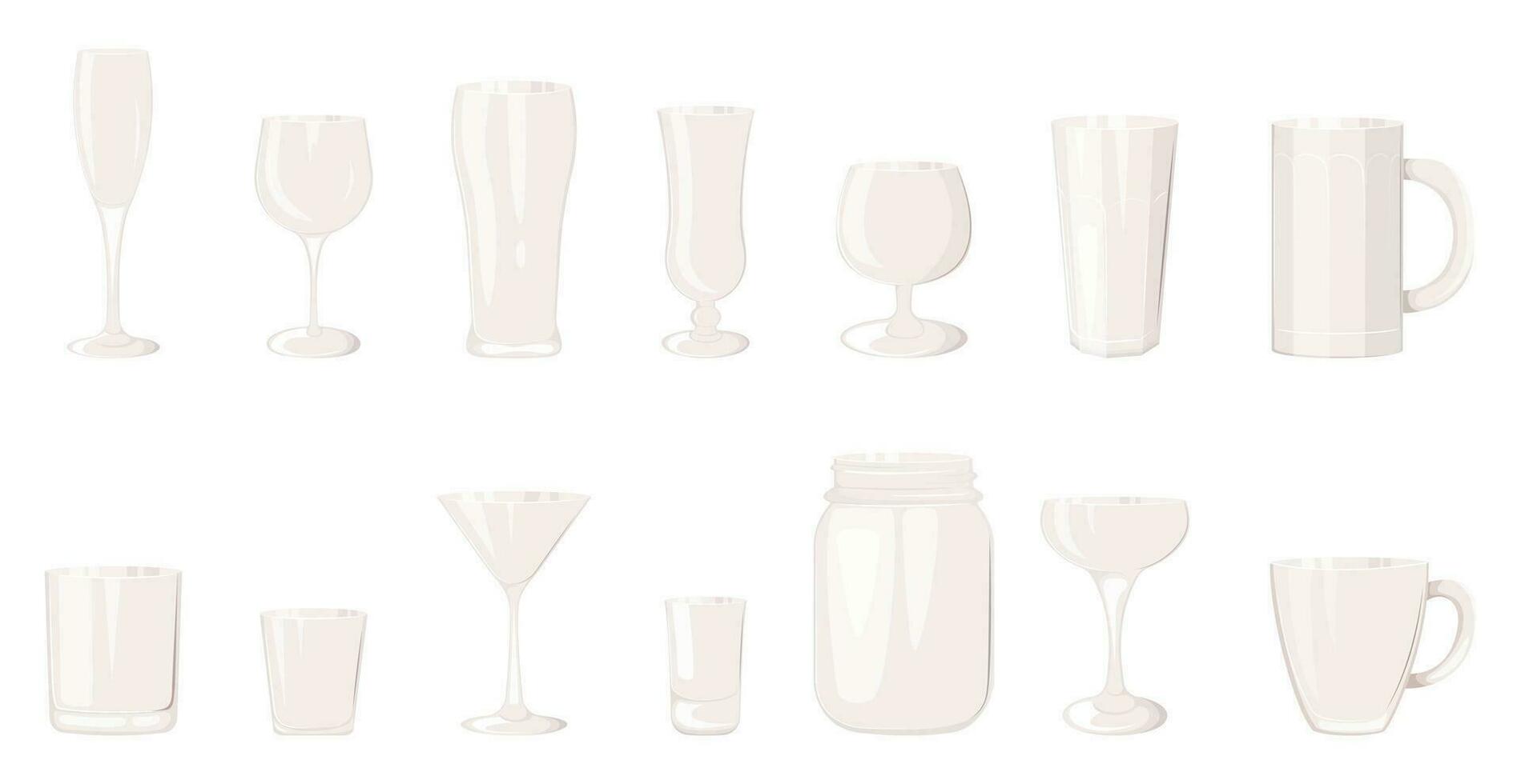 tecknad serie tömma glas isolerat på vit vektor