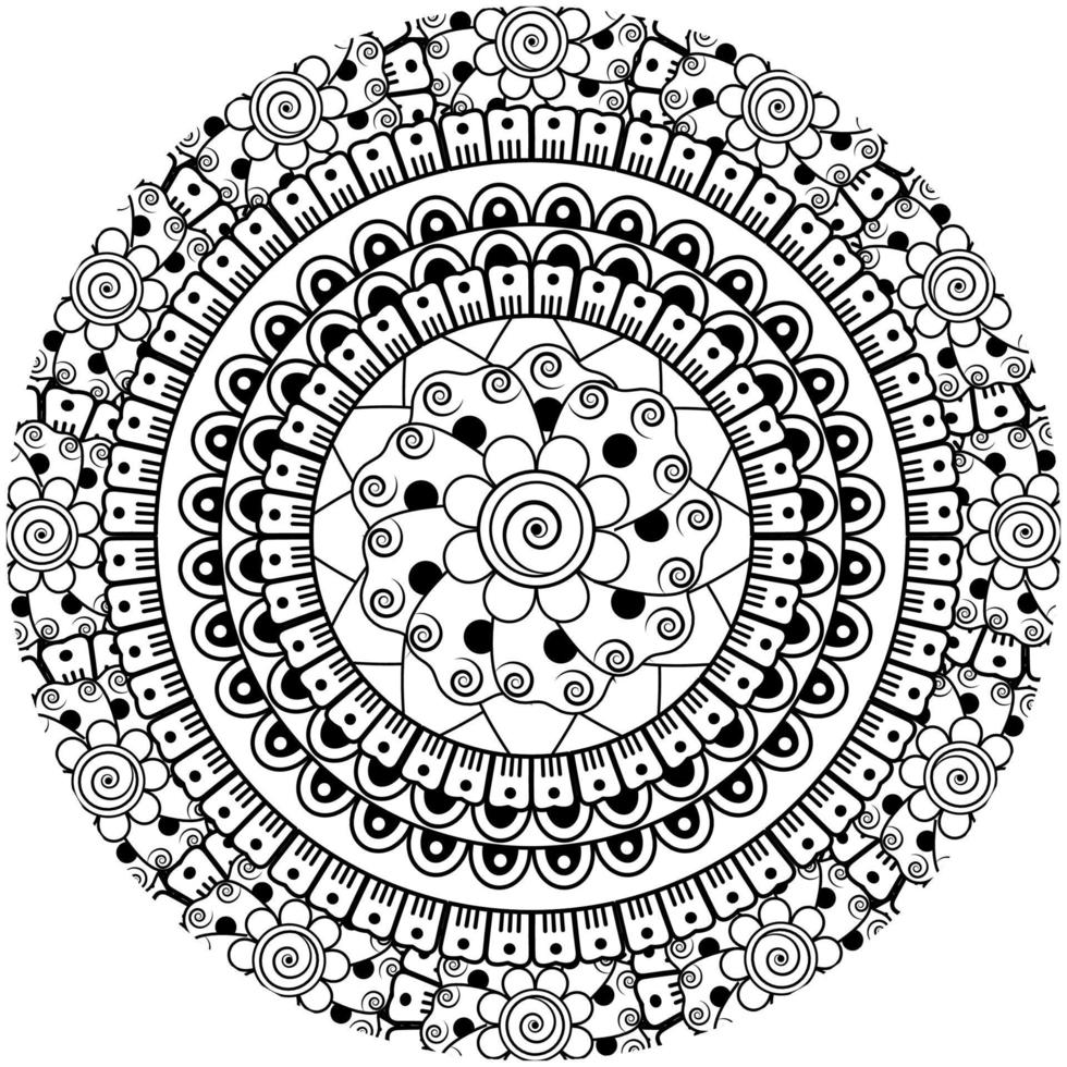 cirkulärt mönster i form av mandala med blomma för henna, mehndi, tatuering, dekoration. vektor