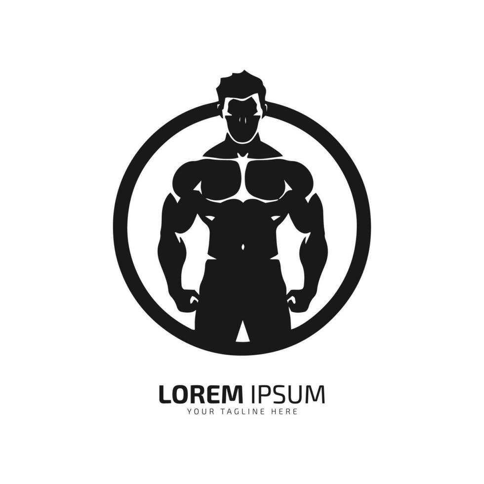 ein Logo von stark Mann Vektor Symbol Design Silhouette Fitnessstudio, Fitness Konzept im Kreis