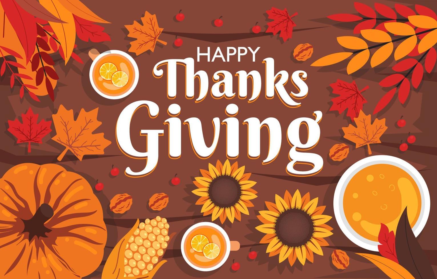 Thanksgiving-Hintergrundkonzept mit geernteten Produkten und Sonnenblumen vektor