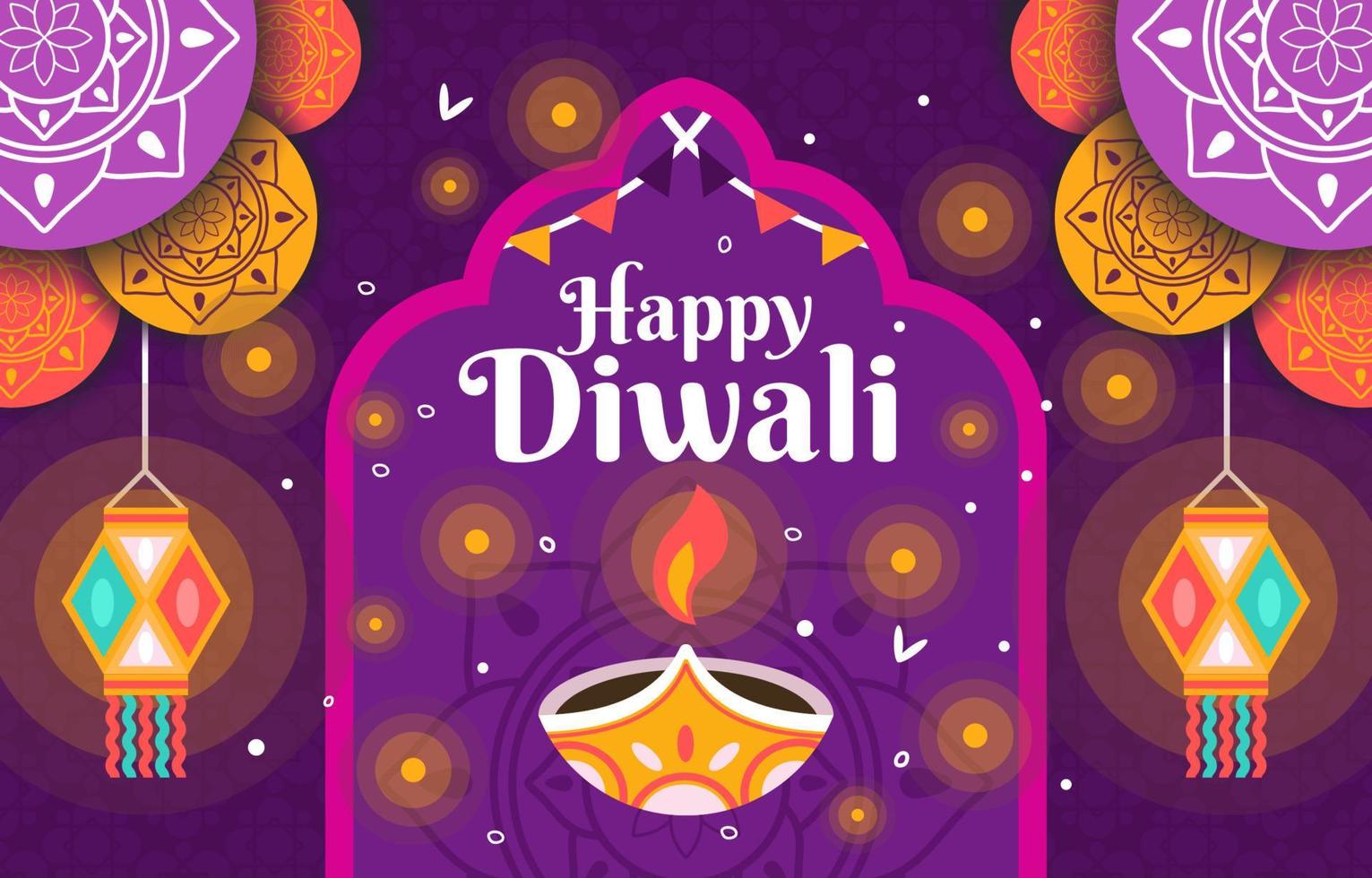 Diwali Gruß mit Laterne vektor