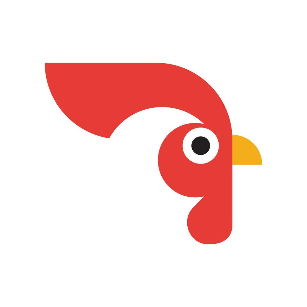 kyckling minimal logotyp design. modern enkel symbol, geometrisk negativ Plats ikon. rena digital konst arbete röd och gul vektor