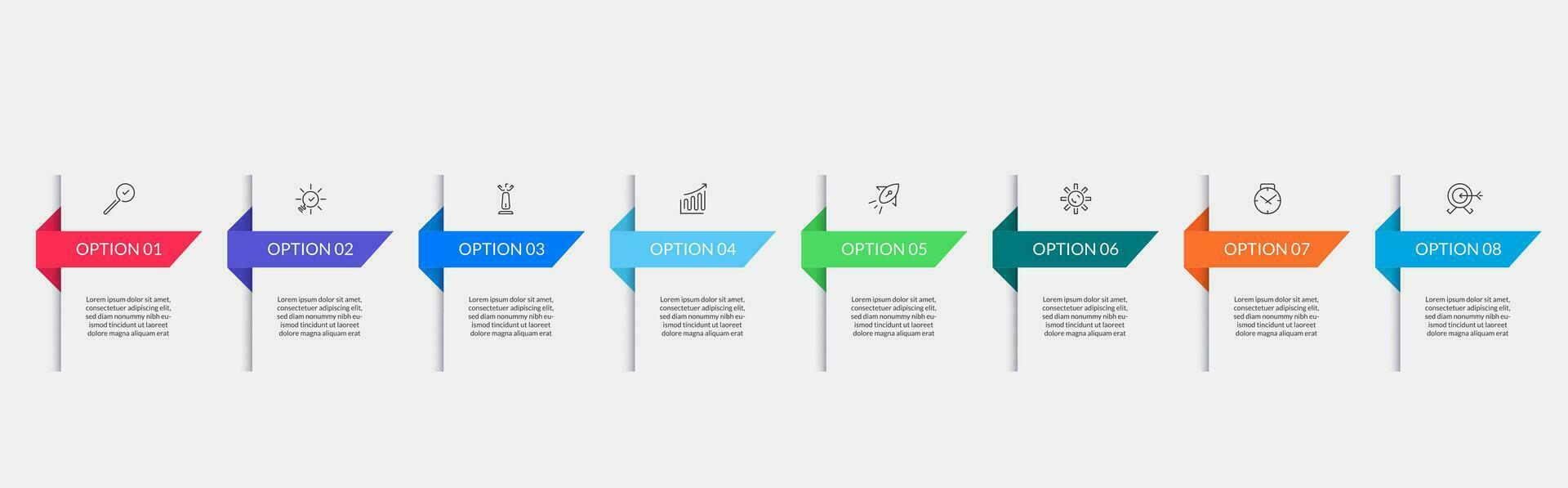 Vektor Infografik Design Geschäft Vorlage mit Symbole und 8 Optionen oder Schritte.