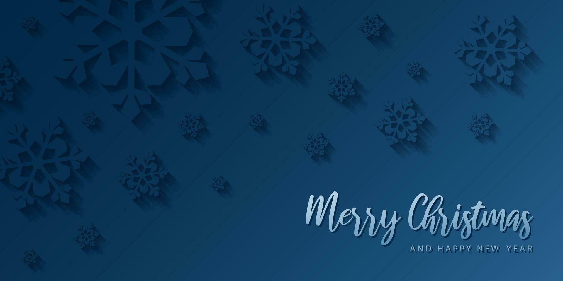 glad jul kort baner ram med papper skära snöflingor. 3d illustration på blå färgad bakgrund för presentation, baner, omslag, webb, flygblad, kort, försäljning, affisch, glida och social media. vektor