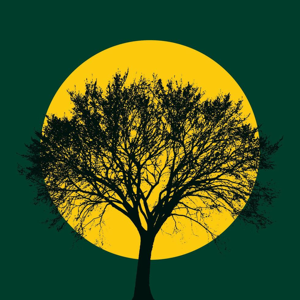 Vektor Silhouette von Baum auf das Hintergrund von das voll Mond. eps 10