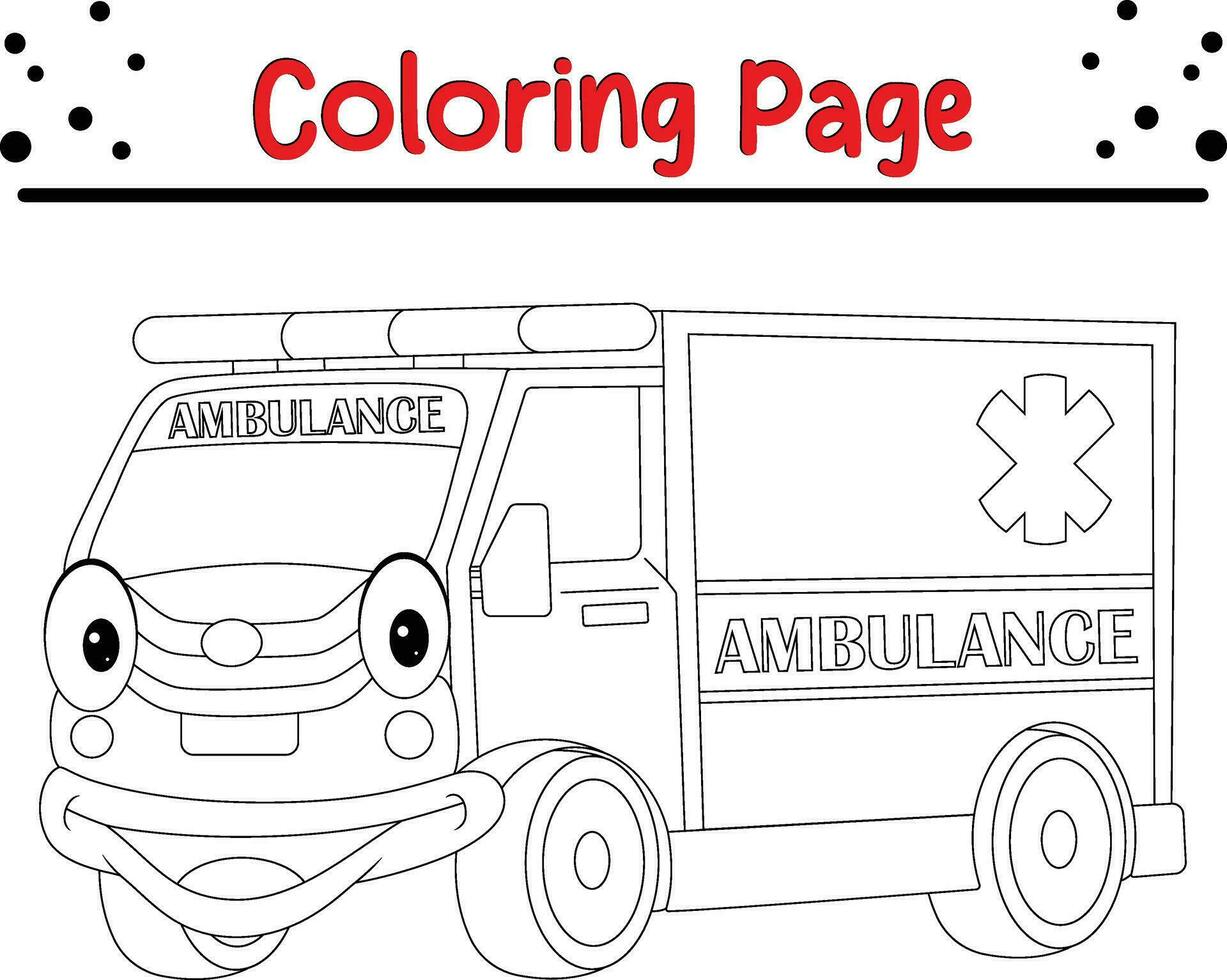 Lycklig ambulans bil färg sida vektor