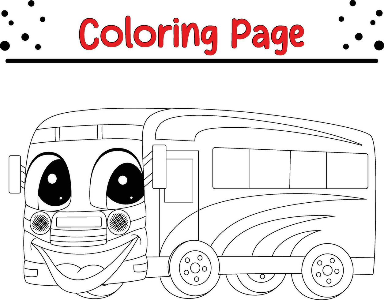 söt buss färg sida för barn vektor