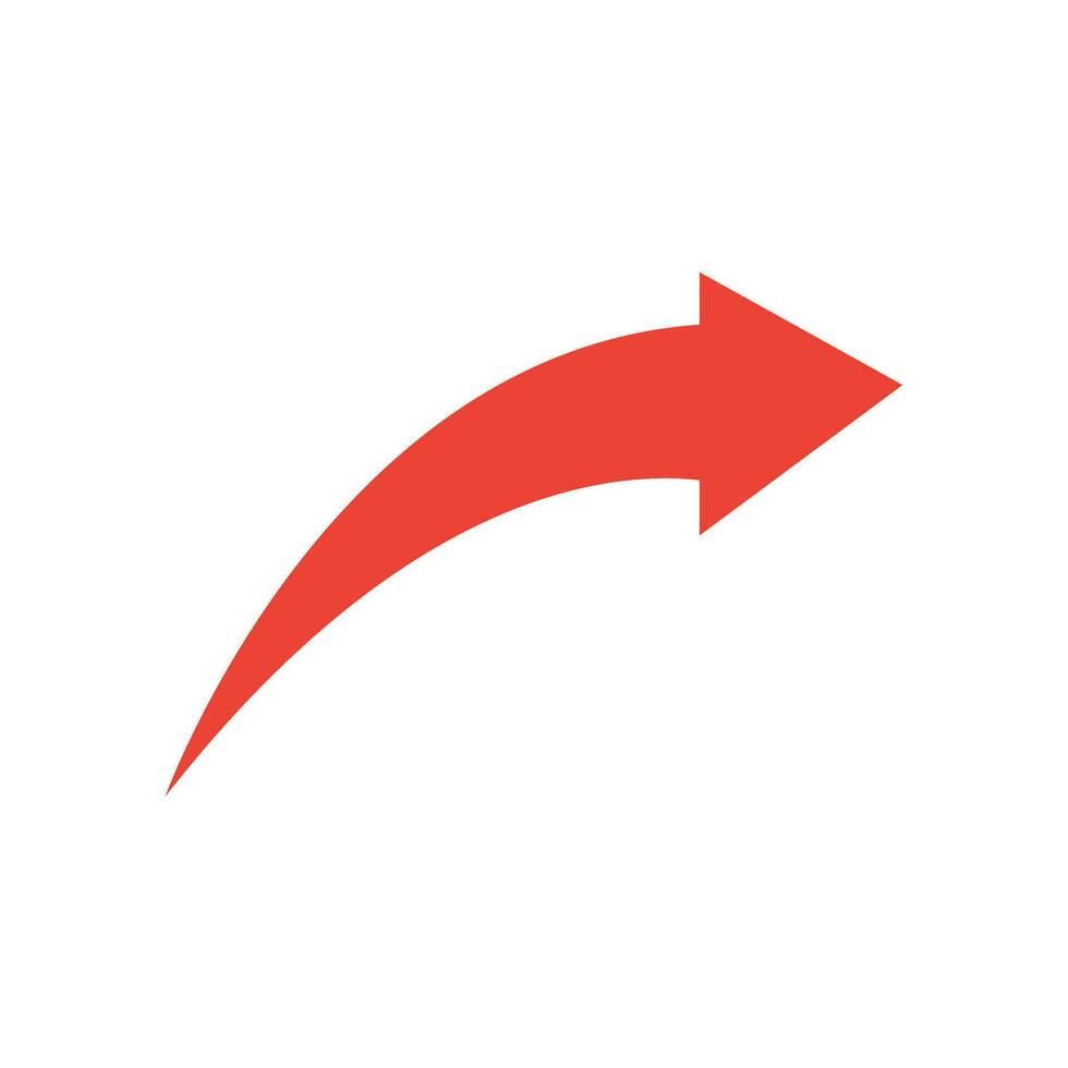 röd pil ikon på vit bakgrund. platt stil. pil ikon för din webb webbplats design, logotyp, app, ui. pil anges de riktning symbol. böjd pil tecken. vektor