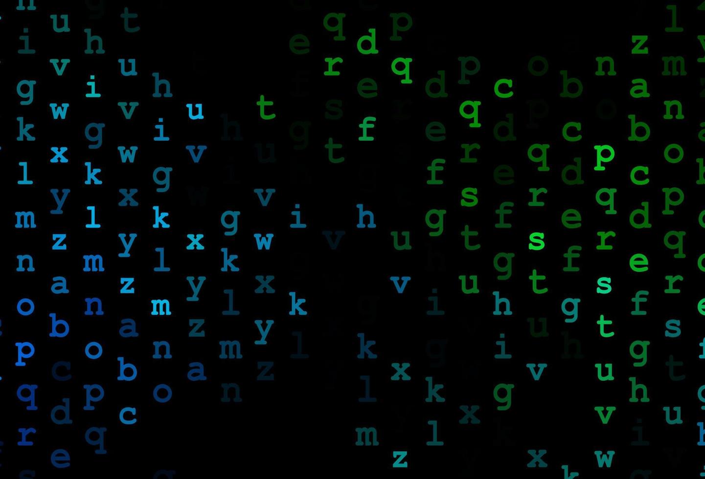 dunkelblaue, grüne Vektorvorlage mit isolierten Buchstaben. vektor